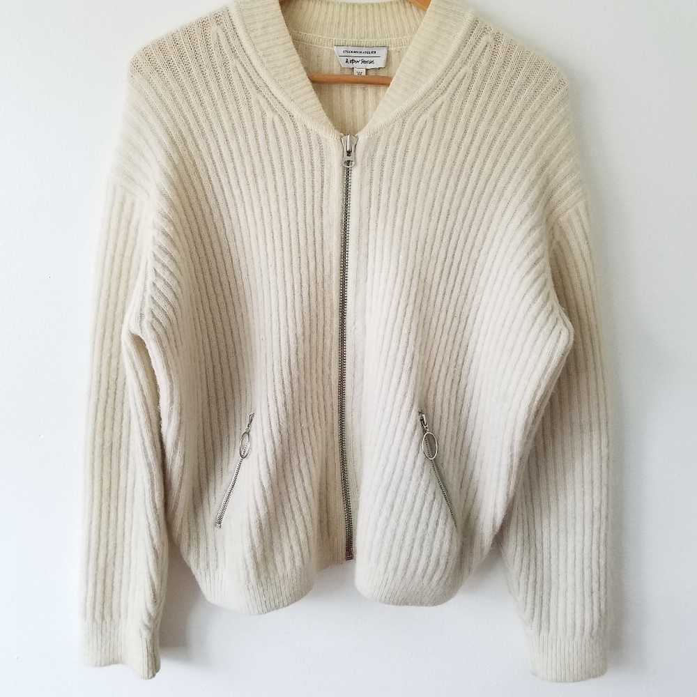 & Other Stories Cream Ribbed Cardigan - Picture 6 of 12